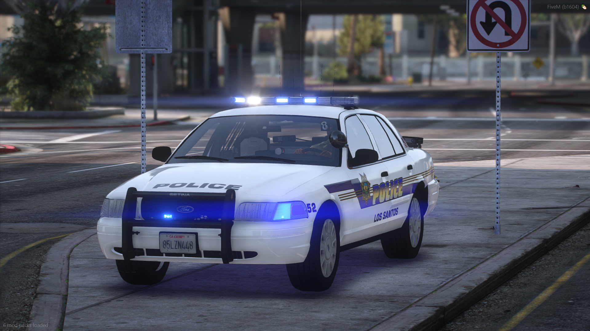 A police car with a Whelen Patriot lightbar, created by Othrin with retro styling for FiveM